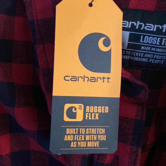 Women’s, Carhartt, rugged flex flannel long sleeve plaid shirt.  Large, 12–14. - Picture 5 of 8